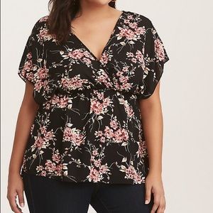 black floral wrap top from Torrid as 2 NWOT